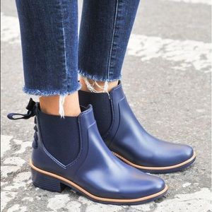 Bernardo Paxton Rain Boot lace up back Navy
